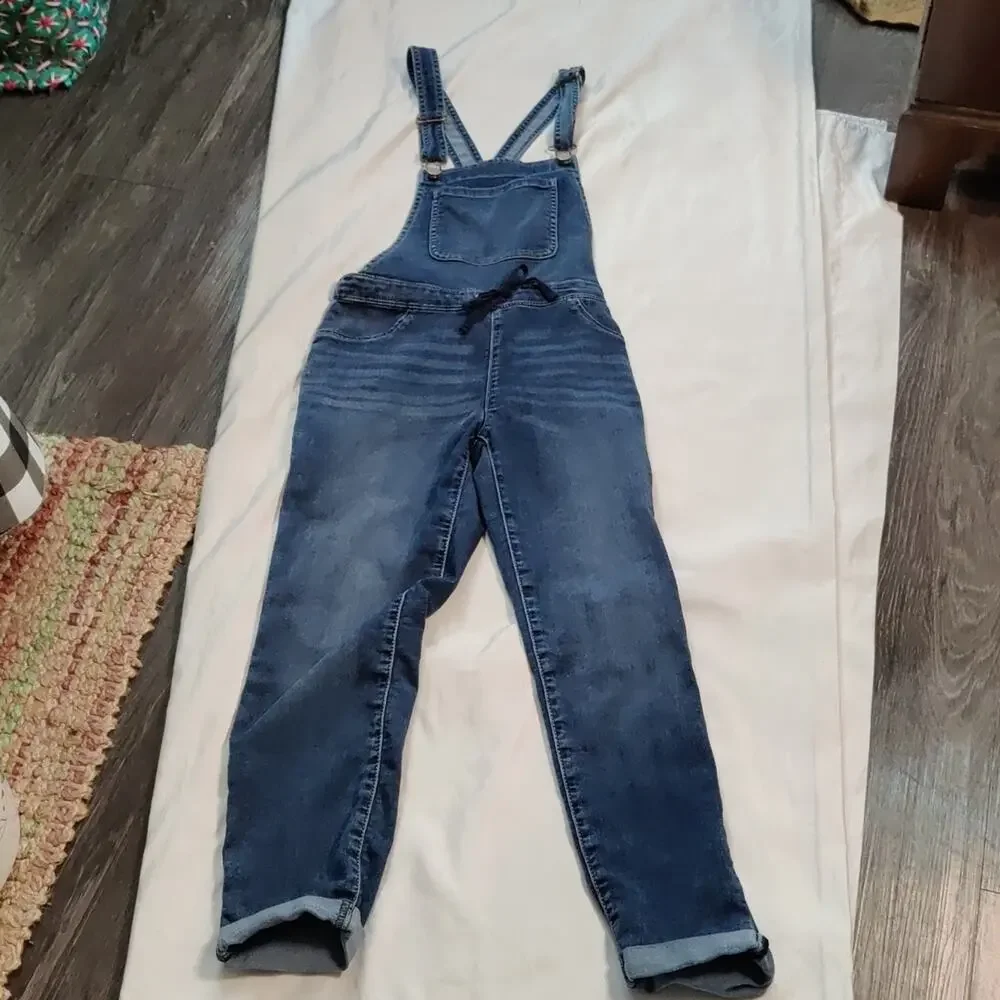 Justice Girl's Bib Overalls 18 Soft Stretchy Pull On Tie Front Jumpsuit Casual